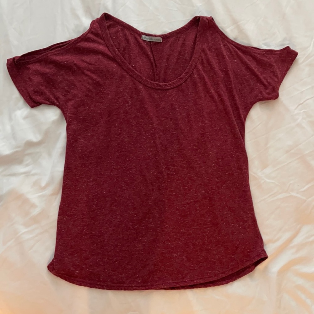 Slit Sleeved Burgundy T-shirt